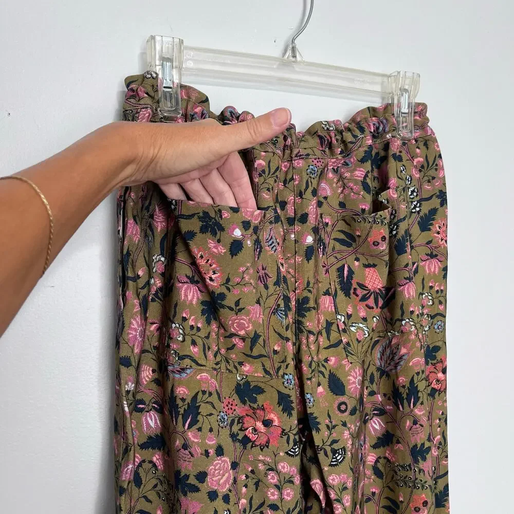 Sundance Madora Pants Olive Green Multi Floral Print - Picture 8 of 16
